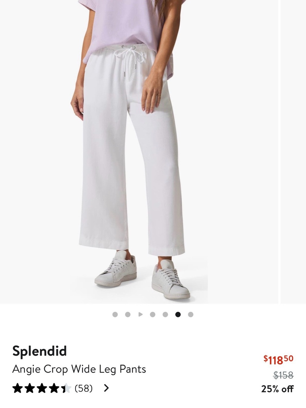 Splendid White Cropped Drawstring Jogger Pants